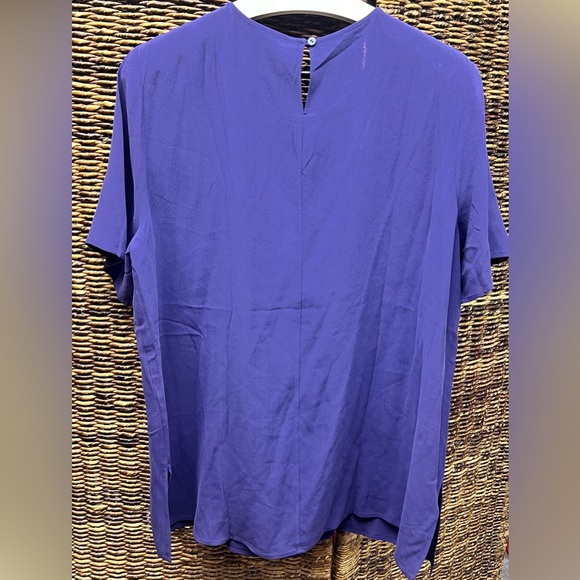 Eileen Fisher- Womens Vibrant Purple Short Sleeve Silk Blouse, Large - Picture 4 of 4